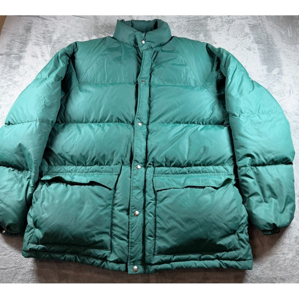 Vtg 70s Miller Outerwear Goose Down Puffer Jacket Mens XL Green Denver USA